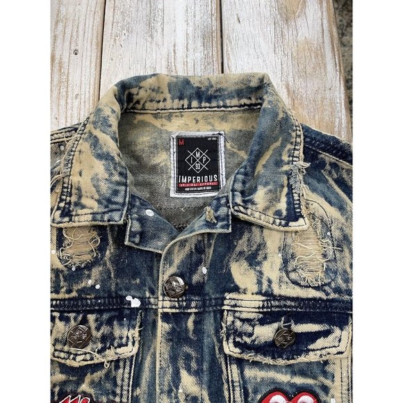 Preowned IMPERIOUS Original Apparel Mens Size M Distressed/Acid Wash Rocker Vest - Picture 3 of 9